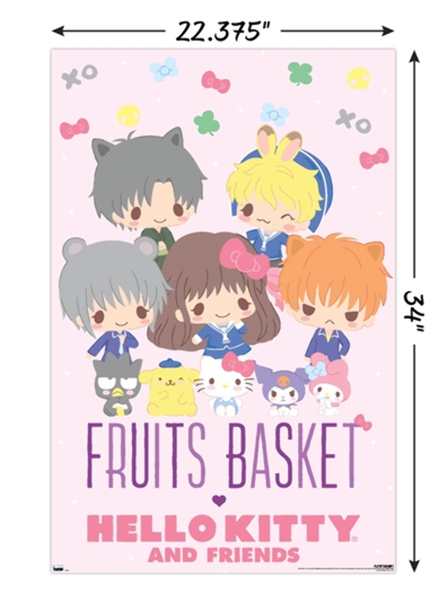 Trends International Fruits Basket x Hello Kitty 24” x 36” Framed Poster (Group Pack)