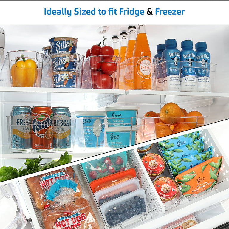 Storagebud Fridge Organizer - 16 Piece Refrigerator Organizer Bins - Stackable Freezer Organizer - Clear Refrigerator Organizer - 2 Size Acrylic
