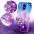 thumbnail image 3 of LG K10 2018/K30/Premier Pro LTE/Harmony 2/Phoenix Plus Case, Liquid Glitter Ring Stand&nbsp;Cute Phone Case with Kickstand Bling Diamond Bumper - Purple, 3 of 4