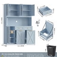 thumbnail image 3 of Homfa Kitchen Pantry Cabinet, Trash Can Cabinets Fits 12.5 Gallon Can, 5 Door 2 Drawer Kitchen Storage Cabinet with Hutch, Freestanding Cupboard, Blue, 3 of 8