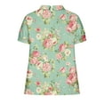 thumbnail image 4 of Plus Size Womens Blouses Casual Summer Trend Fall Vintage Floral Printed Short Sleeve V Neck Stylish Loose Flowy Tops,Green 1,L, 4 of 5