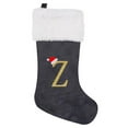 thumbnail image 2 of Christmas Stocking Personalized Monogram, 20 Inches Family Initial Xmas Stockings, Super Soft White Plush Cuff with Deluxe Grey Velvet Body and Gold Letter, 2 of 9