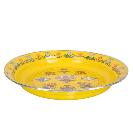 

Enamel Fruit Bowl Food Tray Metal Vintage Plate Dinner