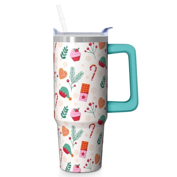 Winter Snowman Christmas Travel Coffee Mug 30oz with Handle, Stainless Steel Holiday Tumbler with Straw, Insulated Gift Cup for Adults