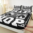 thumbnail image 3 of Manfei Hip Hop Music Queen Sheet Sets for Teens, Black White Flat Sheet, Modern Video Queen Fitted Sheet, Microfiber Bedroom Decor, 4 Pieces, 3 of 7