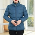 thumbnail image 4 of LEBONYARD Women's Trendy Zip-Up Hoodless Stand Collar Short Length Down Jacket Long Sleeve Solid Colored Pocket Ladies Winter Warm Puffer Jacket Coat, 4 of 6