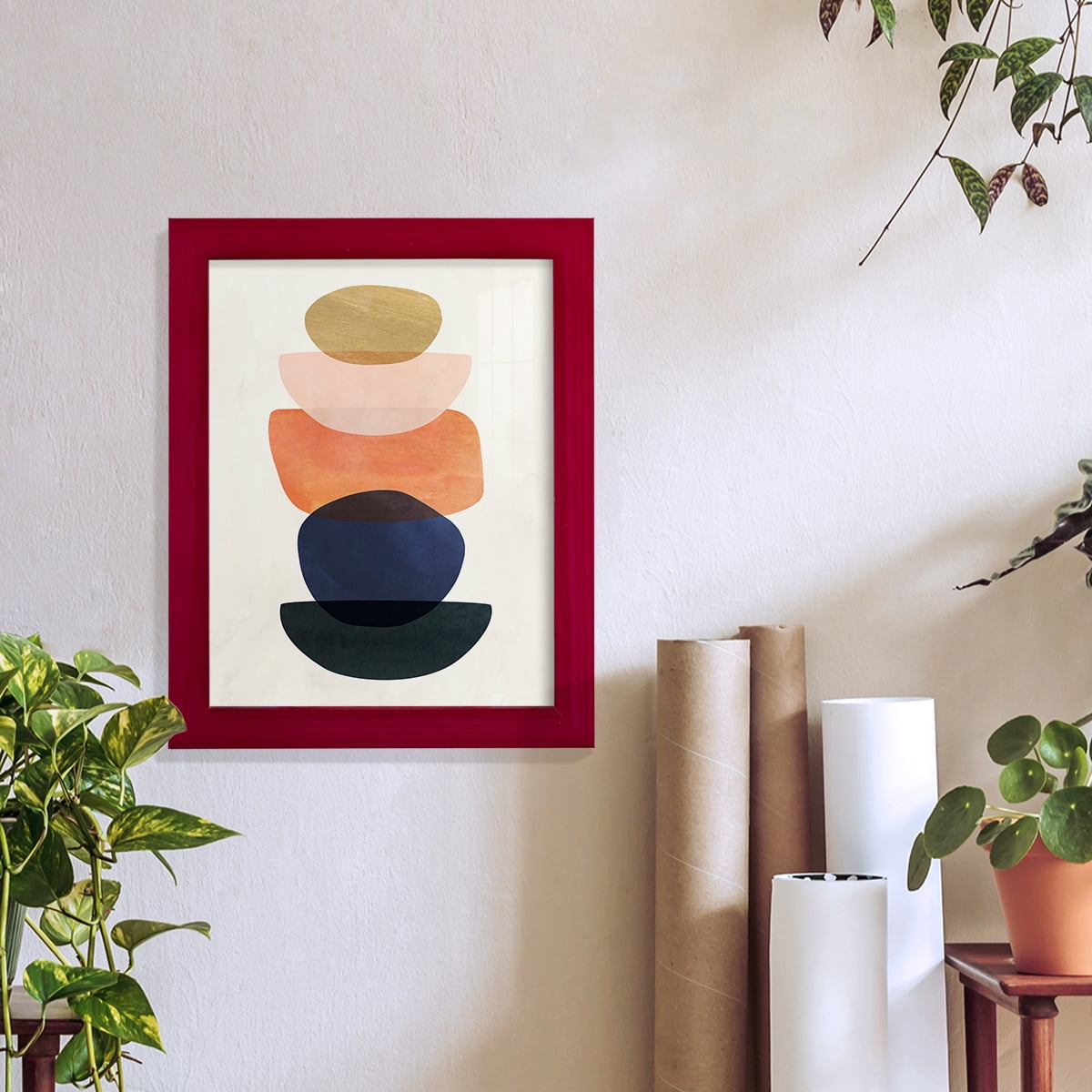 Mod Pods II -Framed Print w/glass-Cherry Red