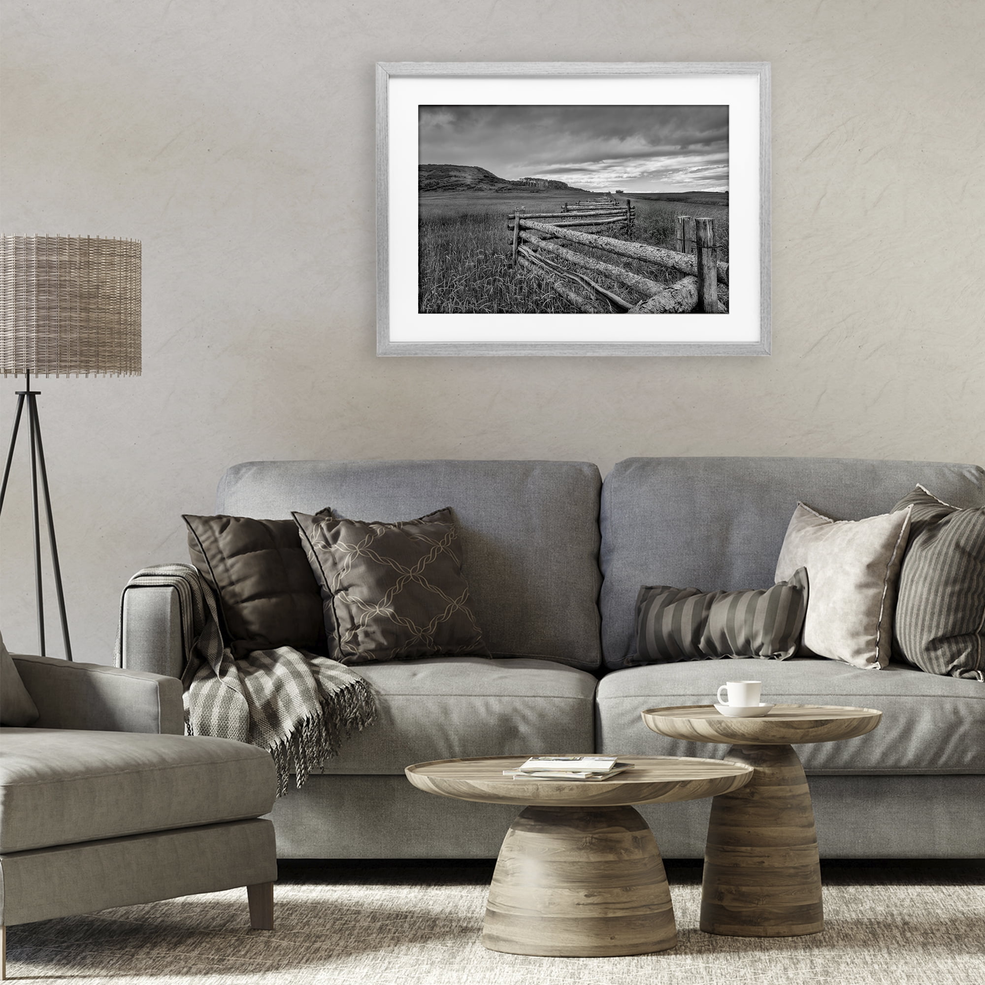Stupell Industries Weathered Fence to Distant Horizon Gray Framed Print Under Glass, design by Jon Evan