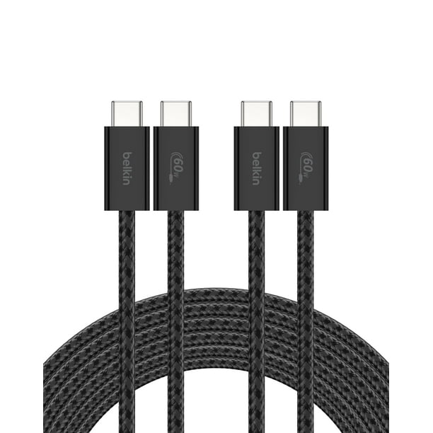 Cable USB C a USB C, paquete de 2 unidades, Belkin, 3 m, 60 W, para iPhone 16, negro
