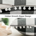 thumbnail image 3 of PiccoCasa 2Pcs Pompoms Buffalo Retro Plaid Throw Pillow Covers, Decorative Cushion Covers, 18"x18", Black and White, 3 of 8