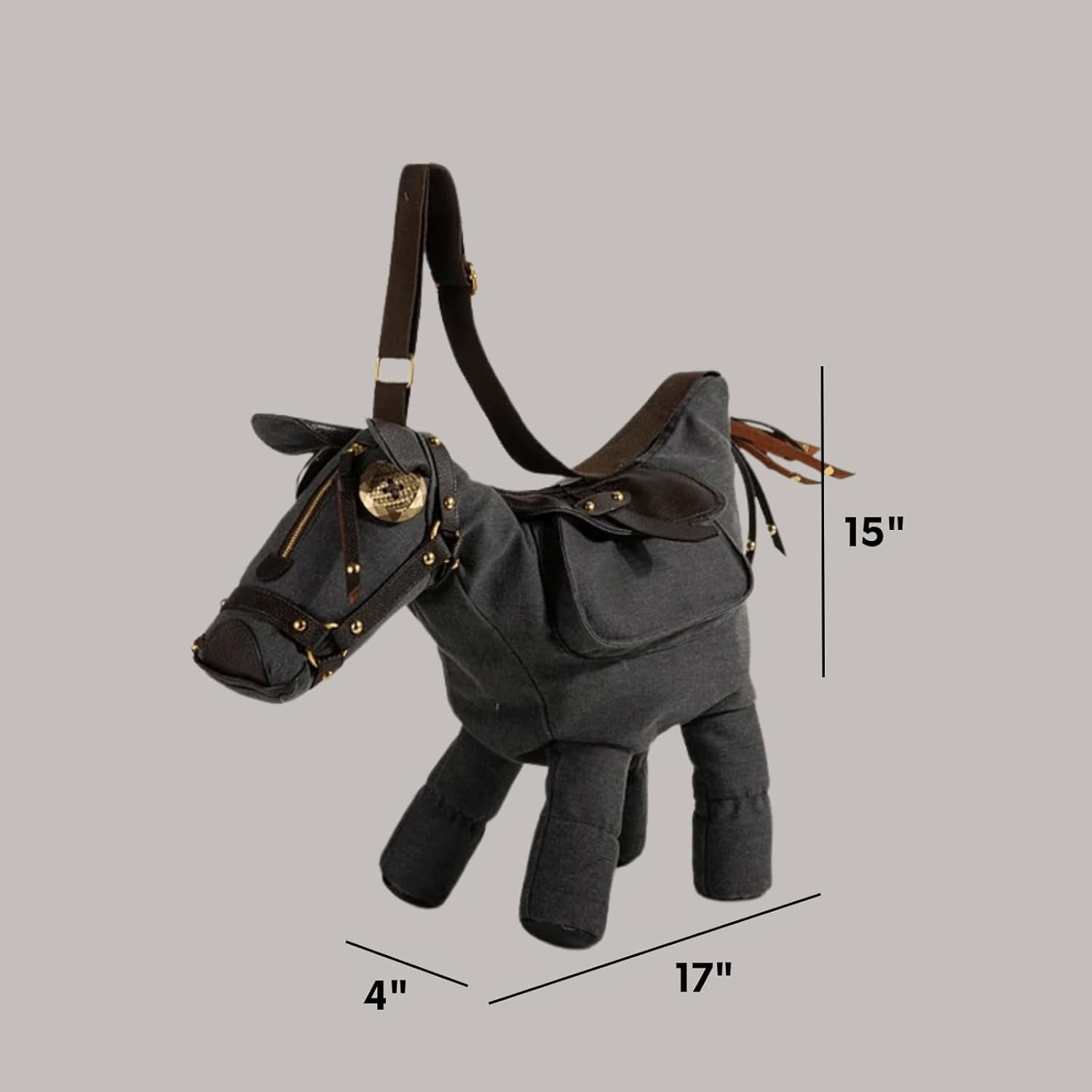 Baguery Western 3D Horse Crossbody Bag - Retro Cowboy Ranch Shoulder Purse with Adjustable 47" Strap (17×15×4")