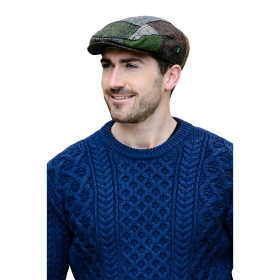 Mucros Weavers 100% Wool Tweed Irish Patchwork Flat Cap Made in Ireland