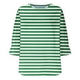 thumbnail image 3 of Plebaso Womens Summer Tops Ruffle 3/4 Length Sleeve Round Neck Shirts Pleated Casual Loose Tunic Blouses, 3 of 6