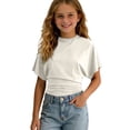 thumbnail image 4 of SOFTCCLO Girls T Shirts Short Sleeve Crewneck Solid Color Tops Pullover Loose Versatile Summer Casual Kids T Shirts Size 3-4Y, 4 of 10