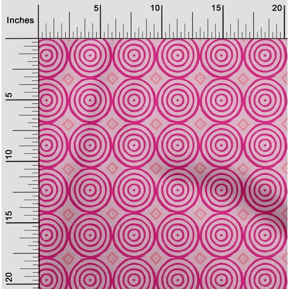 oneOone Cotton Poplin Fabric Diamond & Circle Block Printed Fabric 1 Yard 56 Inch Wide