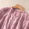 thumbnail image 7 of Womens Cotton Linen Dressy Blouses, 3/4 Sleeve Shirts for Women Summer Fall Lightweight Casual Solid Color Button Up Scoop Neck Tunic Tops, 7 of 7