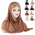 thumbnail image 2 of 2 In 1 Elastic Band Headscarf Cap 8 Colors Forehead Cross Sequins Hair Wrap Scarf Hair Accessories, 2 of 8