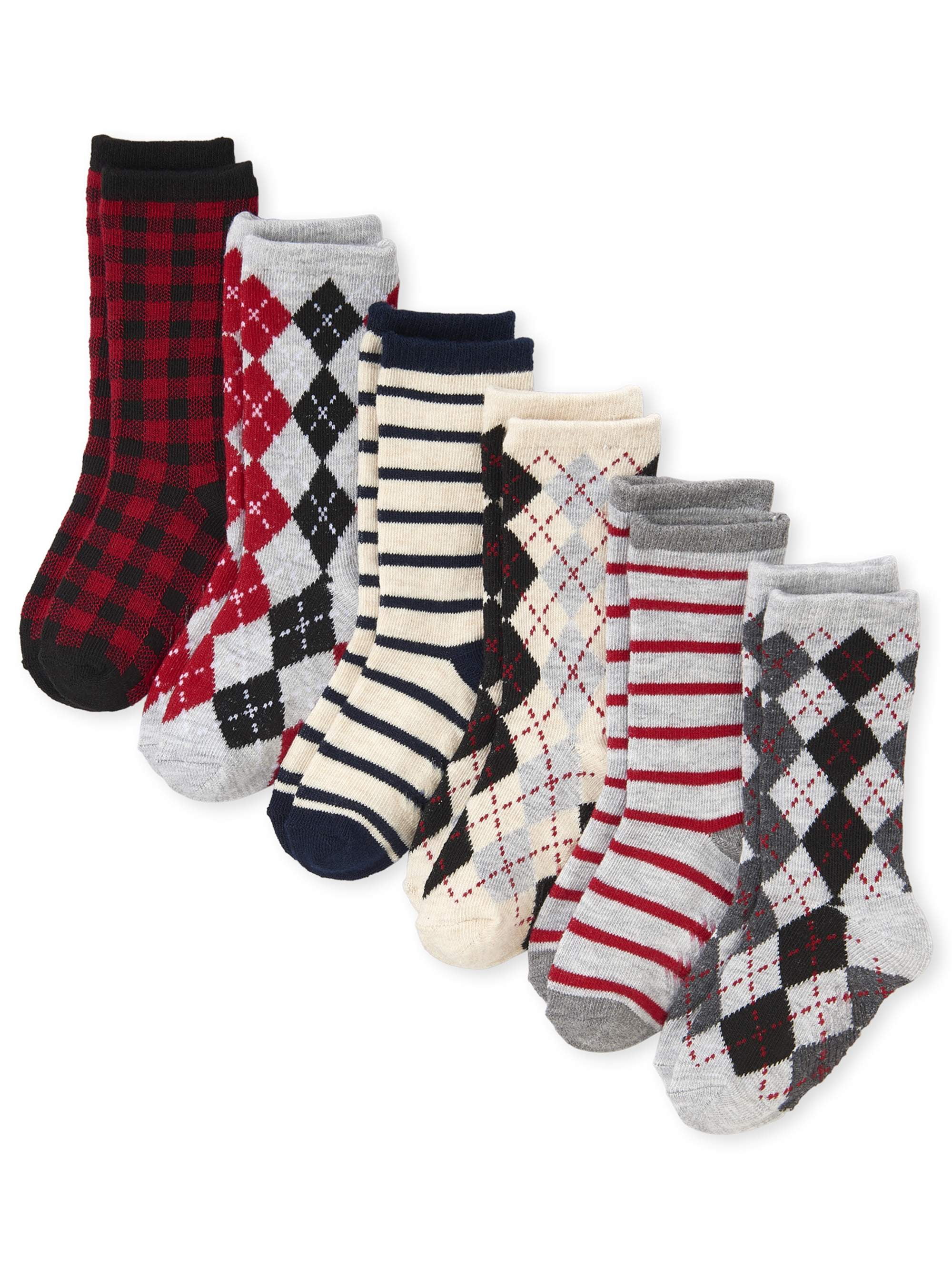 The Children's Place Argyle Print Crew Socks, 6-Pack (Toddler Boys ...