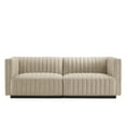 thumbnail image 3 of Modway Conjure Channel Tufted Upholstered Fabric Loveseat in Black Beige, 3 of 10