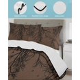 thumbnail image 4 of Quilts Queen Size Bedding Set, Coffee Brown Black Branches Lightweight Quilted Comforter, Botanical Dead Tree Birds Soft Reversible Bedspread Coverlet with Pillow Covers for All Season, 90" x 96", 4 of 7