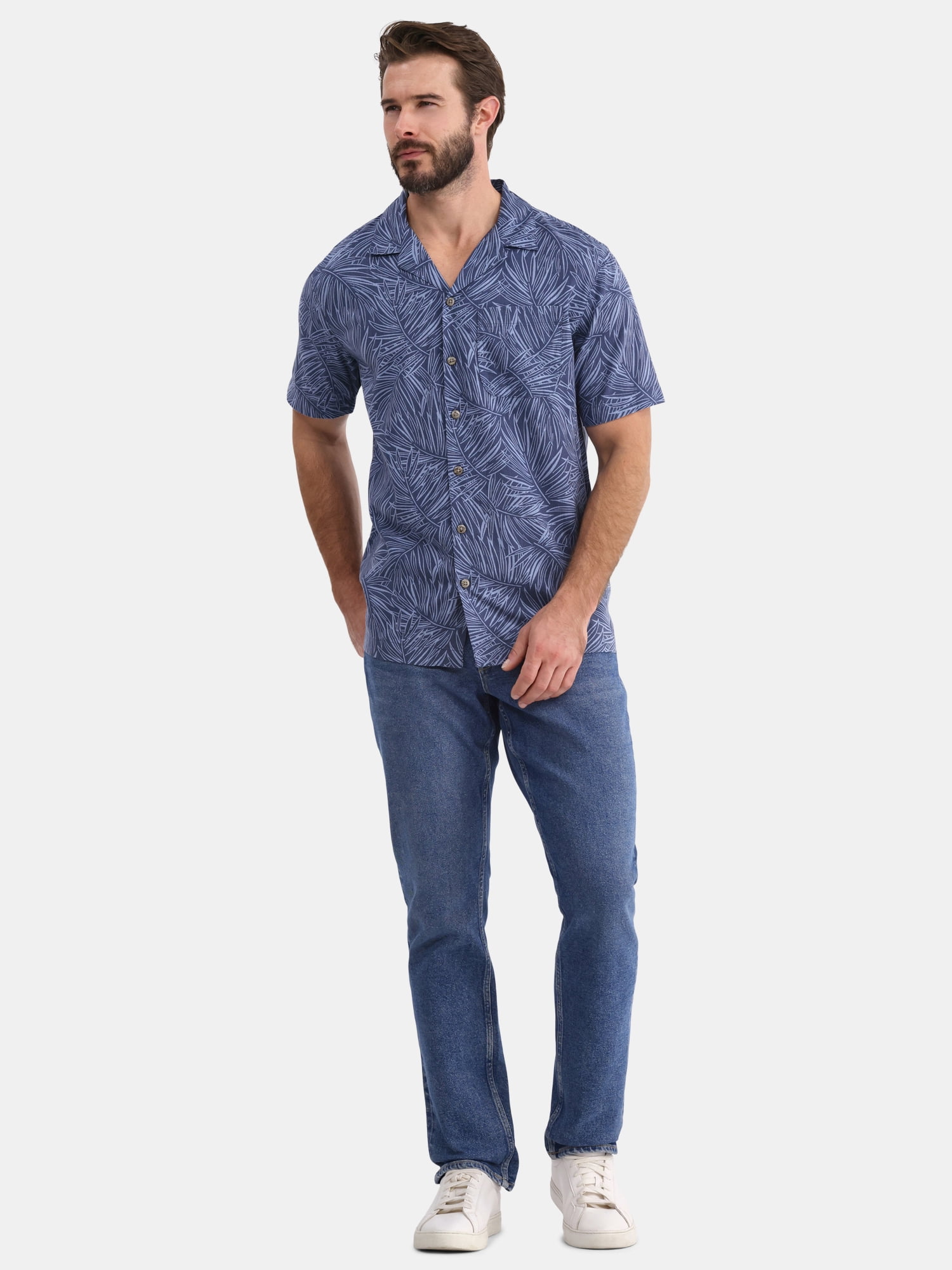 George Men's and Big Men’s Camp Shirt, Sizes S-3XL