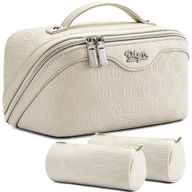 Set de 3 bolsas organizadoras de viaje y cosméticos BOYATU, color blanco