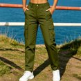 thumbnail image 2 of Women's Button Zip Cargo Jogger Pants, Ghalytn Elastic Back Waist Multi-Pocket Casual Outdoor Tapered Trousers, 2 of 7