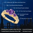 thumbnail image 2 of Gem Stone King 18K Yellow Gold Plated Silver Purple Amethyst and White Moissanite Engagement Ring for Women (1.47 Cttw, Gemstone February Birthstone, Round 6MM and 3MM, Size 8), 2 of 5