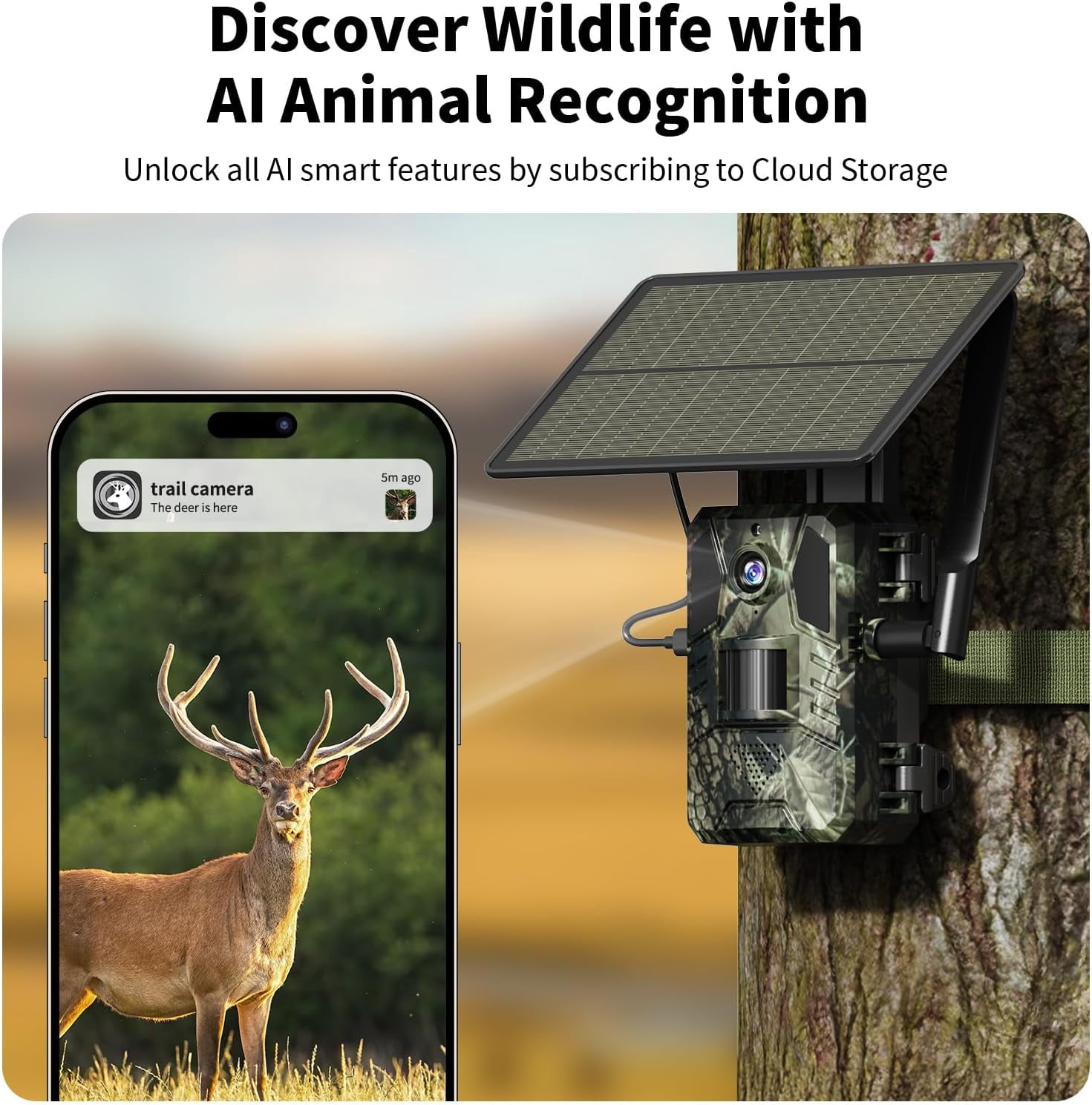 SEHMUA Trail Camera, AI Animal Detection Cellular Trail Cameras, Live Streaming Game Camera Built-in 4G LTE SIM Card with Unlimited Data Plan, Motion Activated 0.2s Trigger Trail Cam IP66 Waterproof