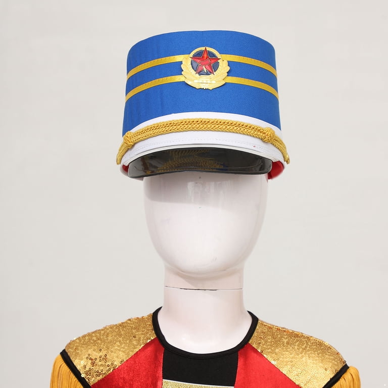 Harilla Accessoires de costume de chapeau de tambour de chapeau de fanfare, avec chapeau majeur de bande de plumes pour les événements de Harilla Accessoires de costume de chapeau de tambour de chapeau de fanfare, avec chapeau majeur de bande de plumes pour les événements de