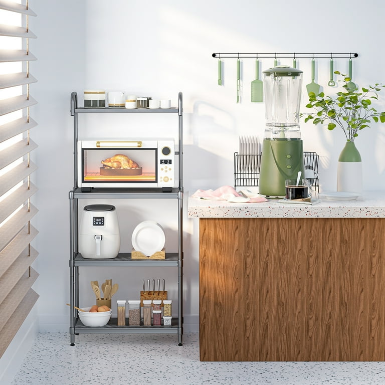 Costway 4 Tier Baker s Rack Microwave Oven Stand Shelves Kitchen Storage Rack Organizer Grey