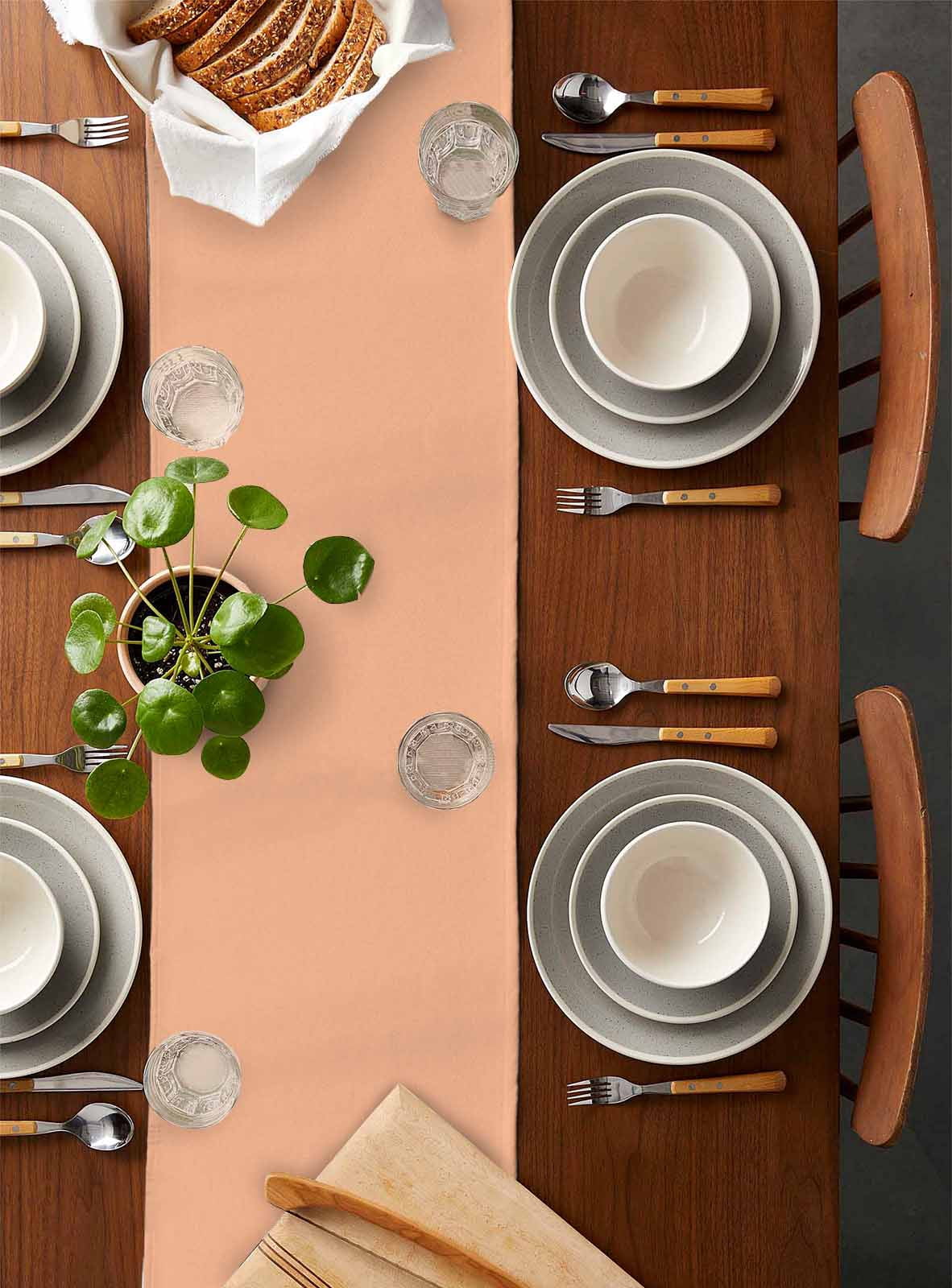 Peach Fuzz Table Runner Modern Pure Peach Fuzz Tablerunners 13 x 108 Inch, Table Decorations Tabletop Scarf for Summer Gathering Holiday Farmhouse Kitchen Dining Decor