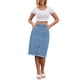 thumbnail image 2 of Inspire Chic Conjunto Falda de Mujer Denim con Botones y Corte Desgastado H-Line a la Altura de la Rodilla Falda de Jean Casual XL Azul, 2 of 6