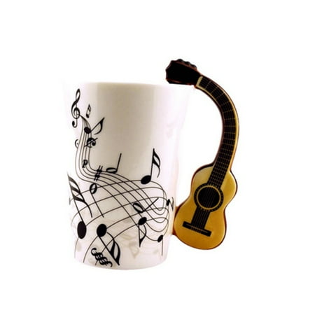 Novelty Guitar Handle Music Ceramic Coffee Milk Tea Mug Personality Cup