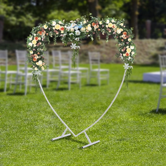 Heart Shaped Wedding White Metal Balloon Arch Stand Frame Display Kit 210cm for Photography, Wedding