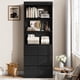thumbnail image 2 of Sophisticated almacenamiento: altura estante libros con cajones - rural style madera deep bookshelves - negra finish sala estar, study, kitchen, oficina en casa - organize your space con elegance, 2 of 6