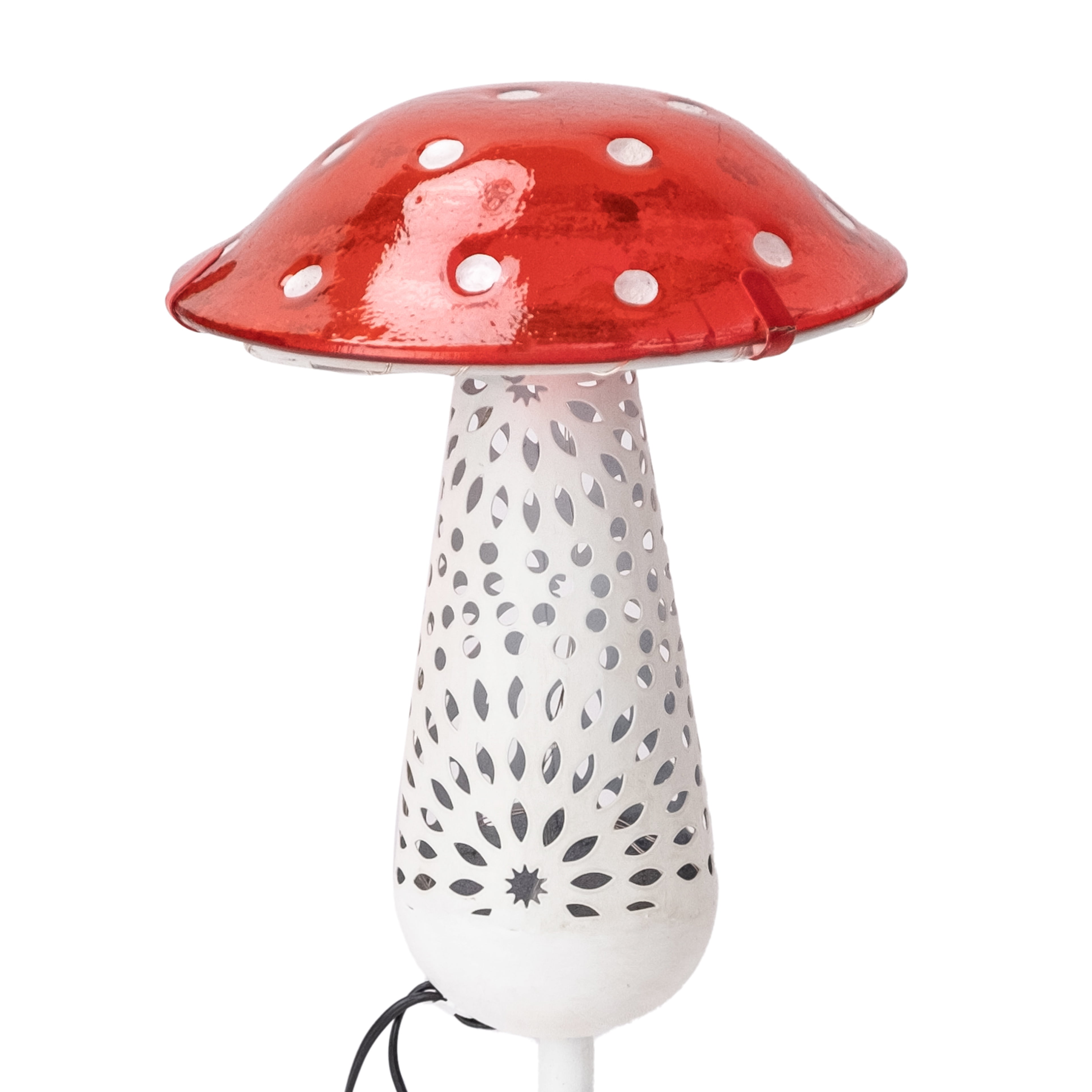 Mainstays 3 Pack Solar Glass and Metal Outdoor Decor Mushroom Stake Light, 5.1" L x 12.2" H, 2.2lb