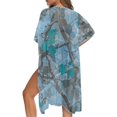 thumbnail image 5 of HELLHERO High Quality Fabrics Long Kimono Swimsuit Cover Up for Summer Casual Free Size Bathing Suit Cover Up Blue Tree Pattern, 5 of 6
