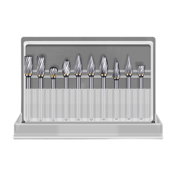 Juego de 10 fresas de carburo de tungsteno con cabezal de pulido de acero de tungsteno, tamaños versátiles, brocas de amoladora profesional compactas Corte único