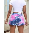 thumbnail image 5 of Women's Plus Size Tie Dye Jean Ripped Distressed Frayed Raw Hem Stretchy Denim Shorts Blue 4XL, 5 of 9