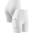 thumbnail image 5 of Cadmus High Waist Yoga Shorts for Women Workout Running Shorts Naked Feeling Biker Shorts Tummy Control Deep Pockets, White, XL, 5 of 9