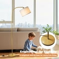 thumbnail image 6 of Remote-Controlled Dimmable Arc Floor Lamp - Modern Linen Shade Standing Lamp for Living Room Bedroom Office Dining Room, 6 of 9