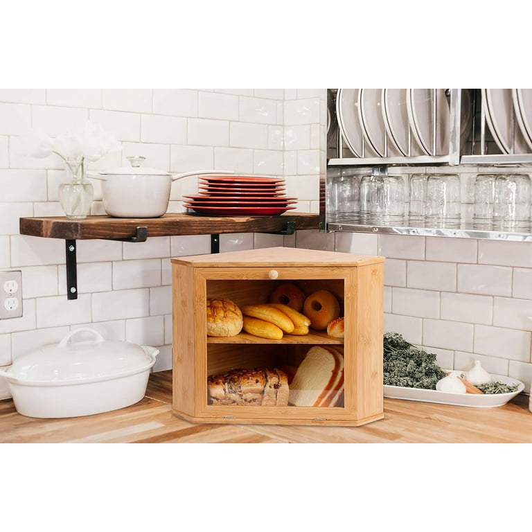 HOMEKOKO Wood Bread Box for Kitchen Counter, Single Layer Bamboo Large  Capacity Food Storage Bin (NATURAL)