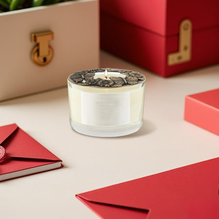 SKISUNO Set of 3 Golden Zinc Alloy Floral Candle Jar Toppers for Even Burning, Wax Spill Control and Elegant Home Decor