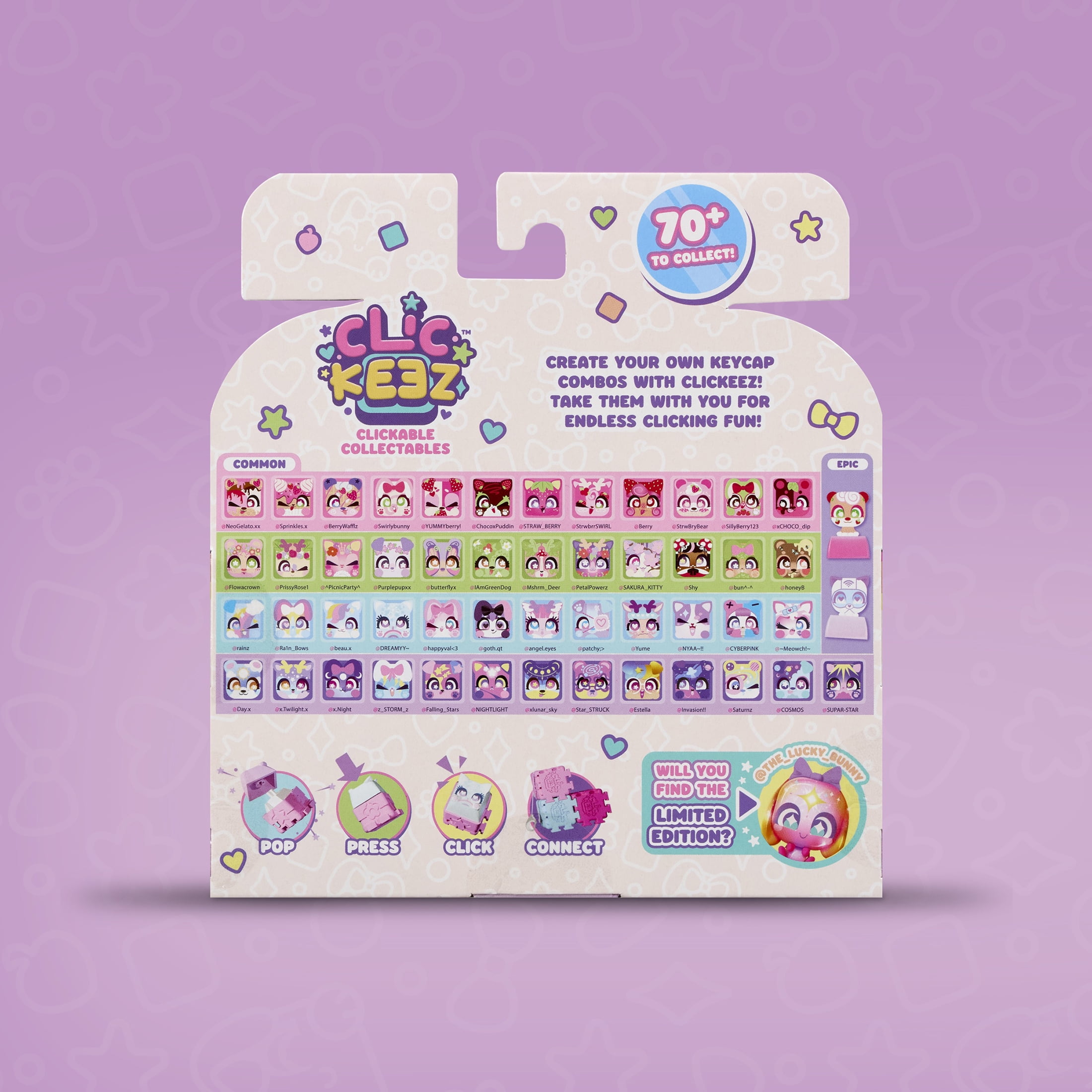 Clickeez Series 1, 5 Pack- Collectable Character Keyboard Key Fidget Toy For Ages 6 And Up