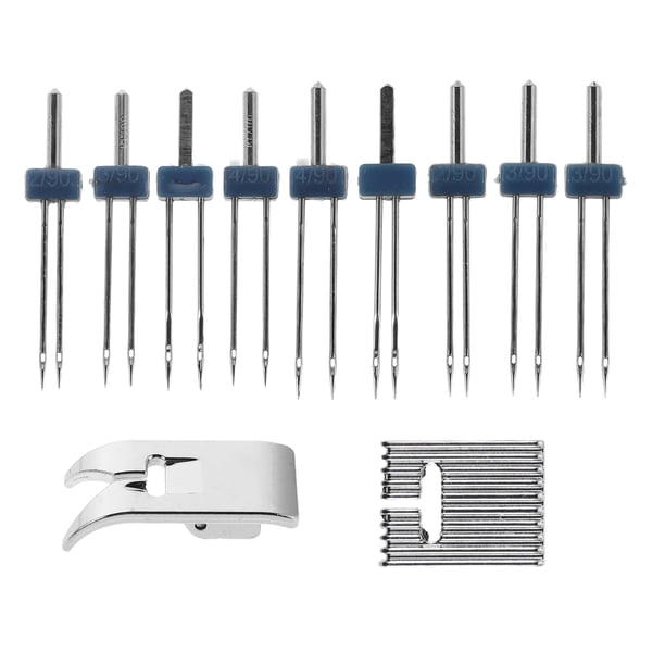 unbranded 1Jgo Agujas Gemelas Coloridas Para Máquina De Coser Con Accesorio Prensatelas Ranurado Y Duradero