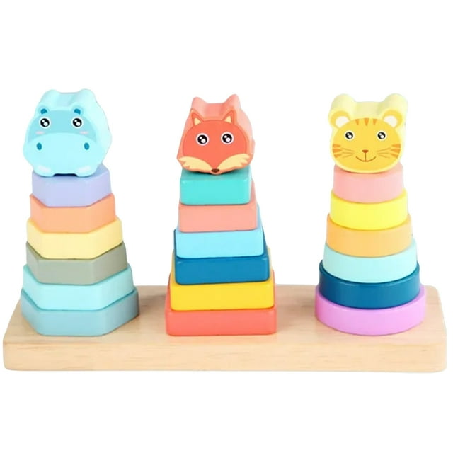 Shisuyan 1 Set of Animal Designed Stacking Toys Interesting Stacking Rings Toddler Stacking Game Toys