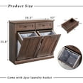 thumbnail image 4 of SinCiDo Kitchen Double Tilt Out Trash Can Cabinet, 20 Gallon Farmhouse Wooden Trash Garbage Can with Drawer, 4 of 7