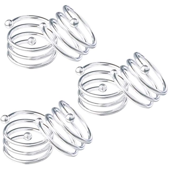 Napkin Rings, 6 Pieces of Metal Napkin Buckles for Wedding Dinner Birthday Table Decor (Silver)