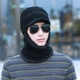thumbnail image 3 of Mosey Men Winter Hat Sunshade Thermal Knitted Elastic Short Brim Full Anti slip Unisex Outdoor Camping Skiing Balaclava Cap Hat Scarf Integrated Headgear, 3 of 8